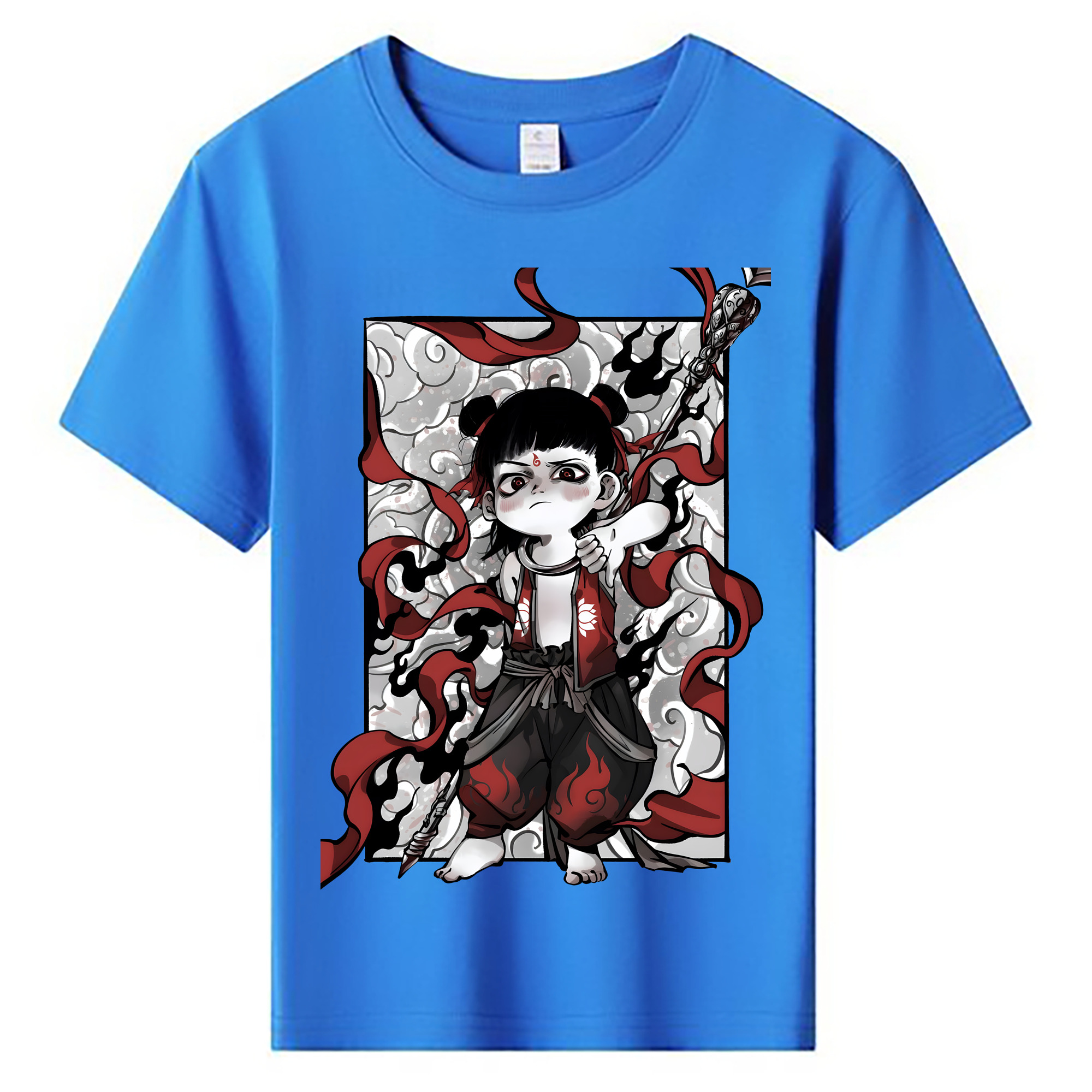 （画像用） Ne Zha 2 ナタ 魔童の大暴れ 綿100％キッズTシャツ（フロントプリント）